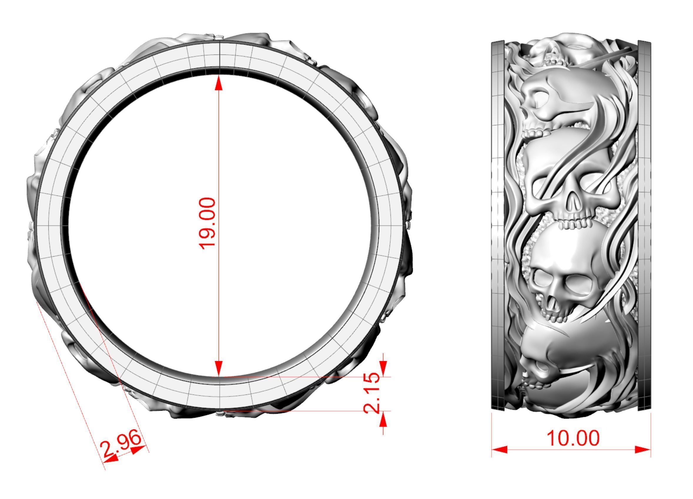 Skull ring and smoke in a circle 3D print model_7