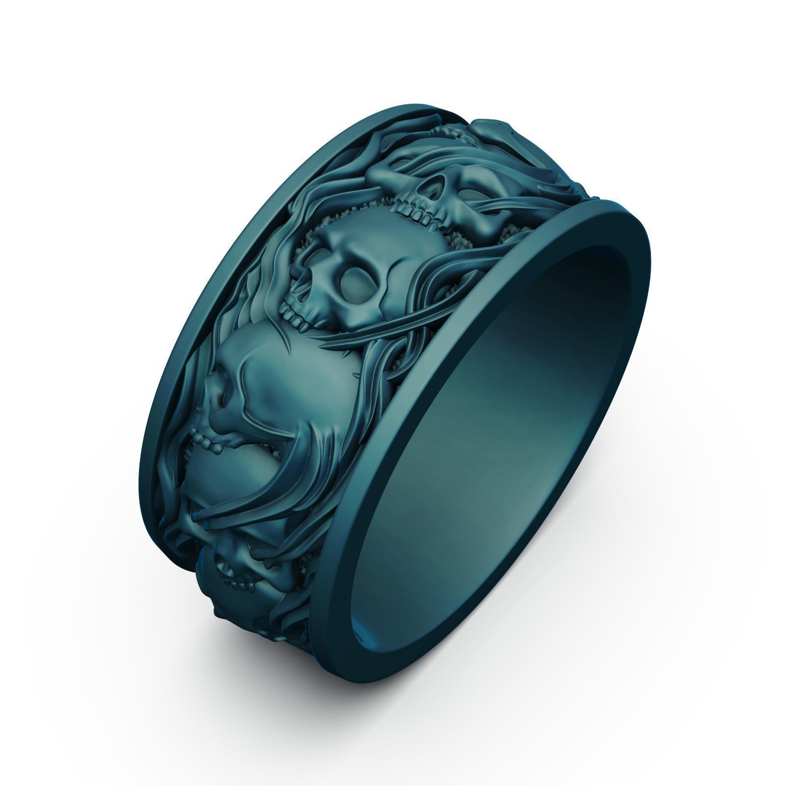 Skull ring and smoke in a circle 3D print model_6
