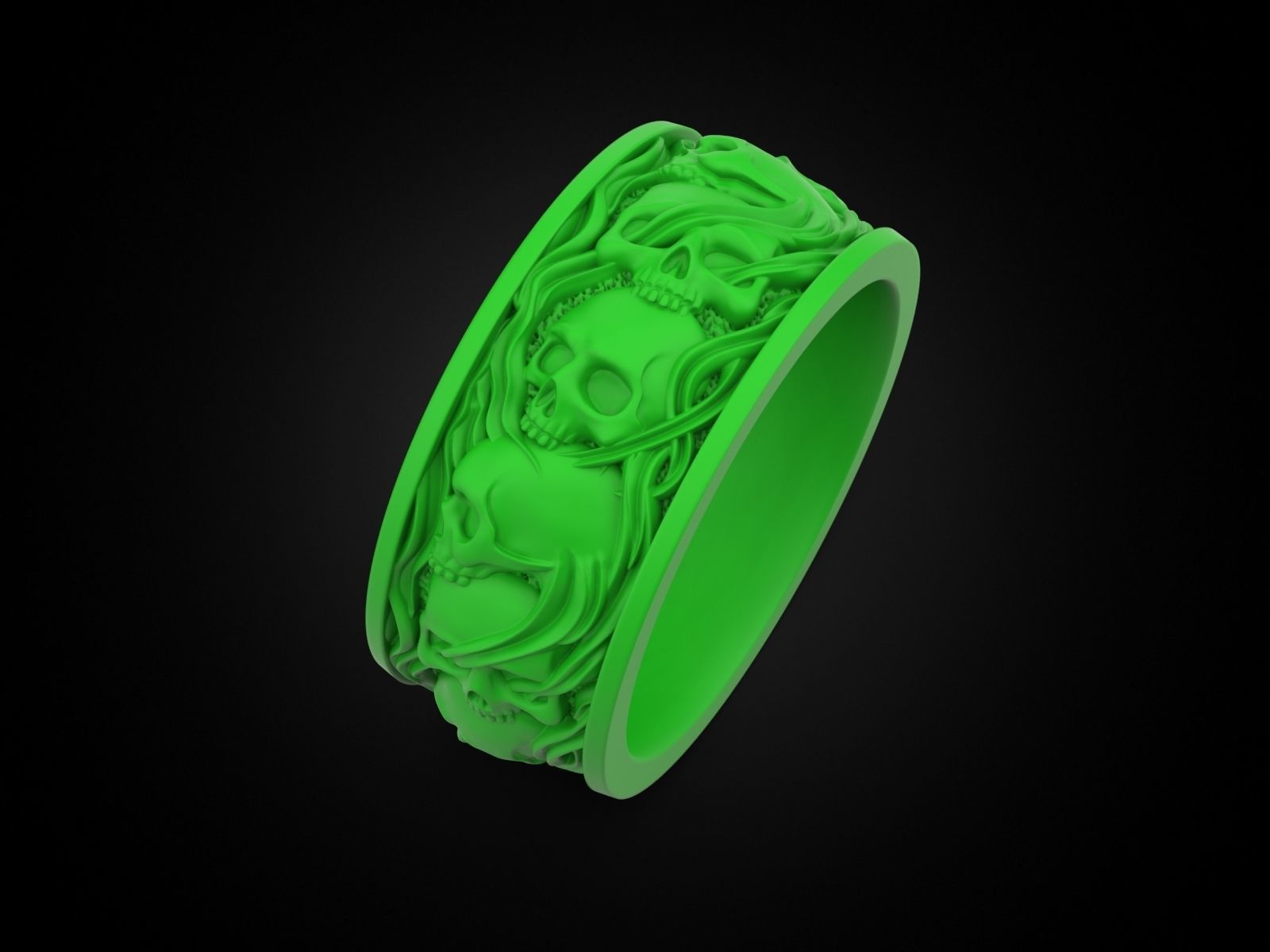 Skull ring and smoke in a circle 3D print model_18