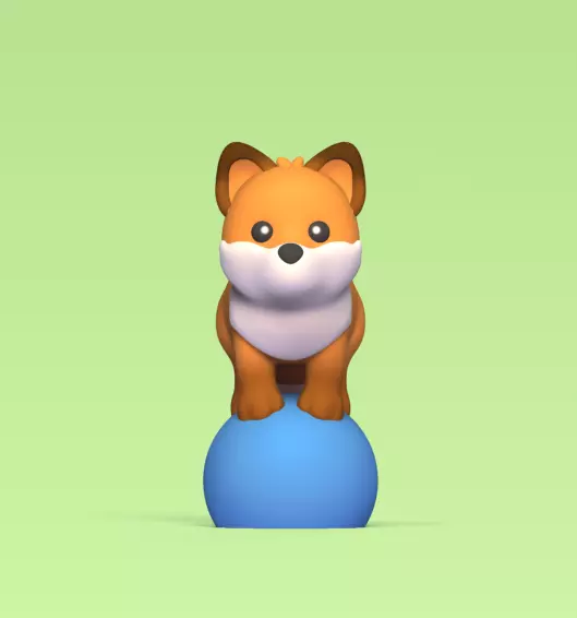 Fox on the Ball 3D print model_0