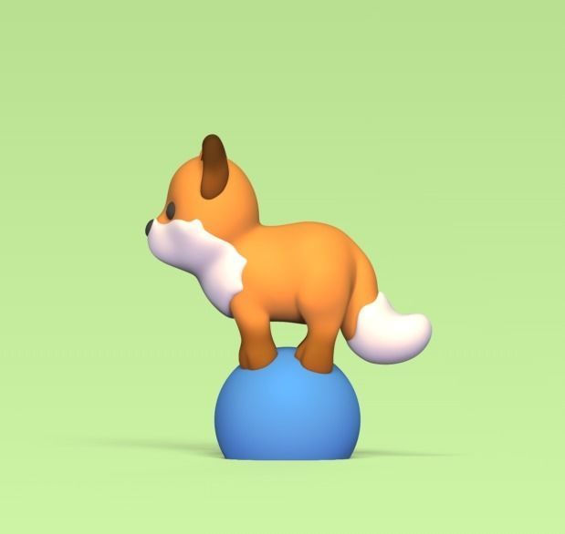 Fox on the Ball 3D print model_2