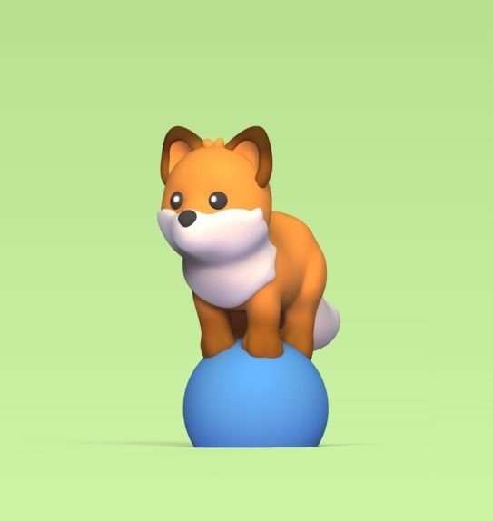 Fox on the Ball 3D print model_1