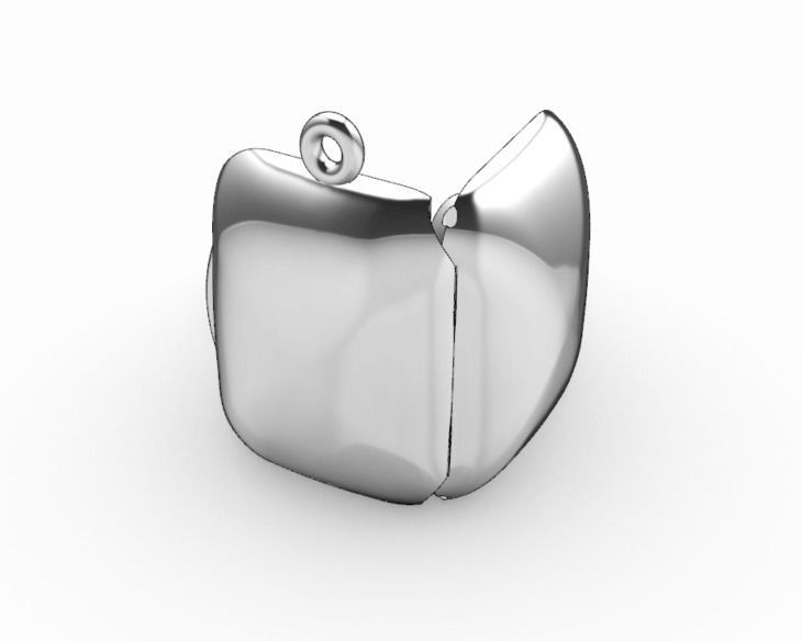 Rectangular locket with integrated hinge and clasp - 23mm x 18mm 3D print model_2