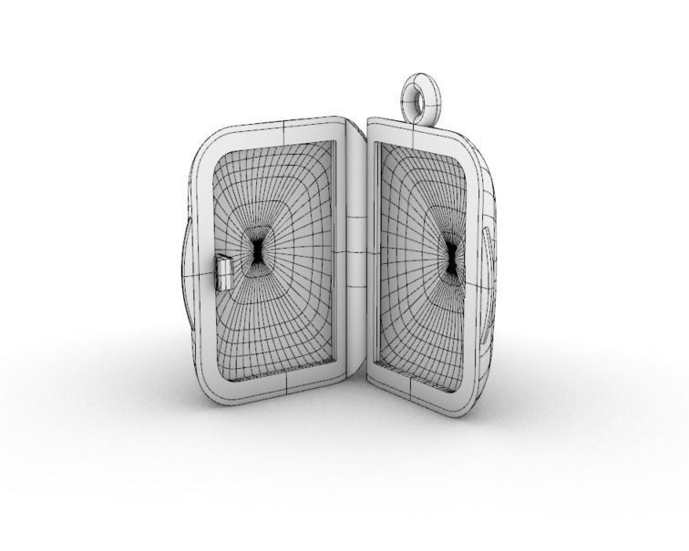 Rectangular locket with integrated hinge and clasp - 23mm x 18mm 3D print model_4