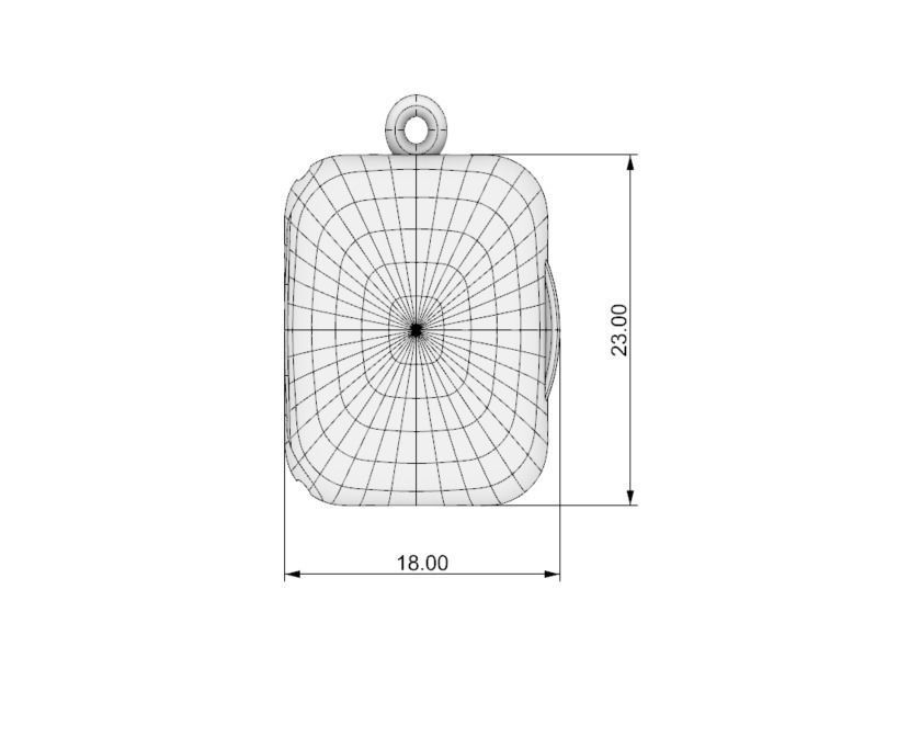 Rectangular locket with integrated hinge and clasp - 23mm x 18mm 3D print model_7