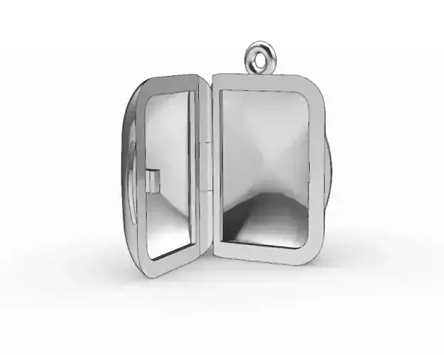Rectangular locket with integrated hinge and clasp - 23mm x 18mm 3D print model