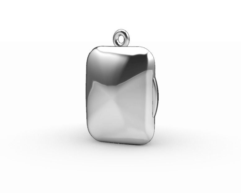 Rectangular locket with integrated hinge and clasp - 23mm x 18mm 3D print model_3