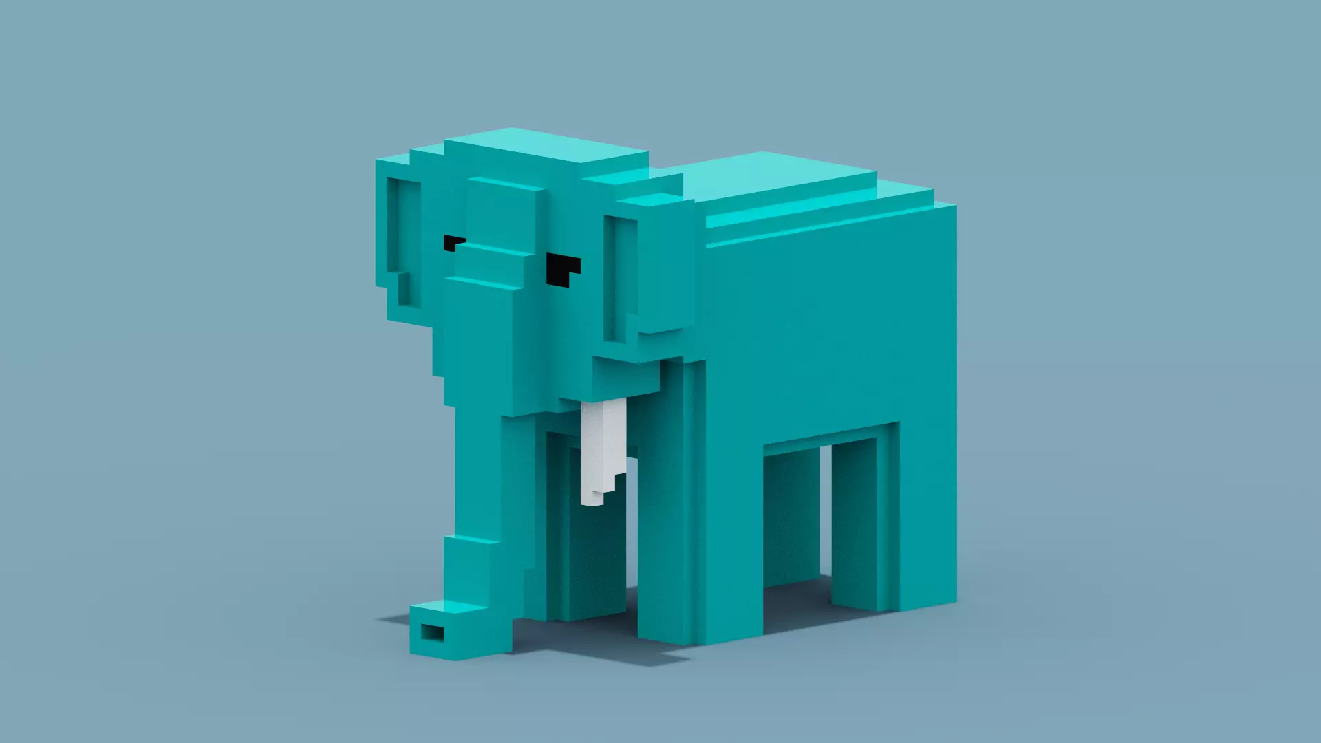 Voxel Elephant Low-poly 3D model_0