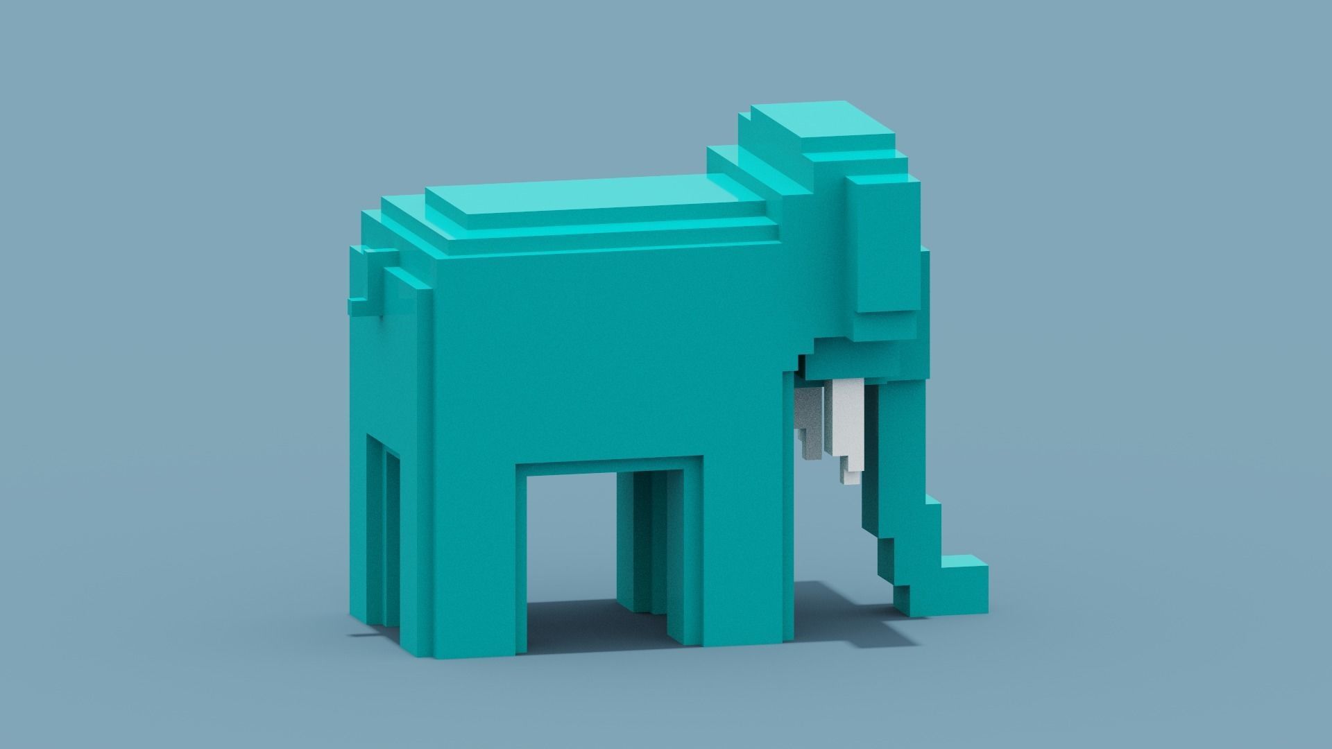 Voxel Elephant Low-poly 3D model_7