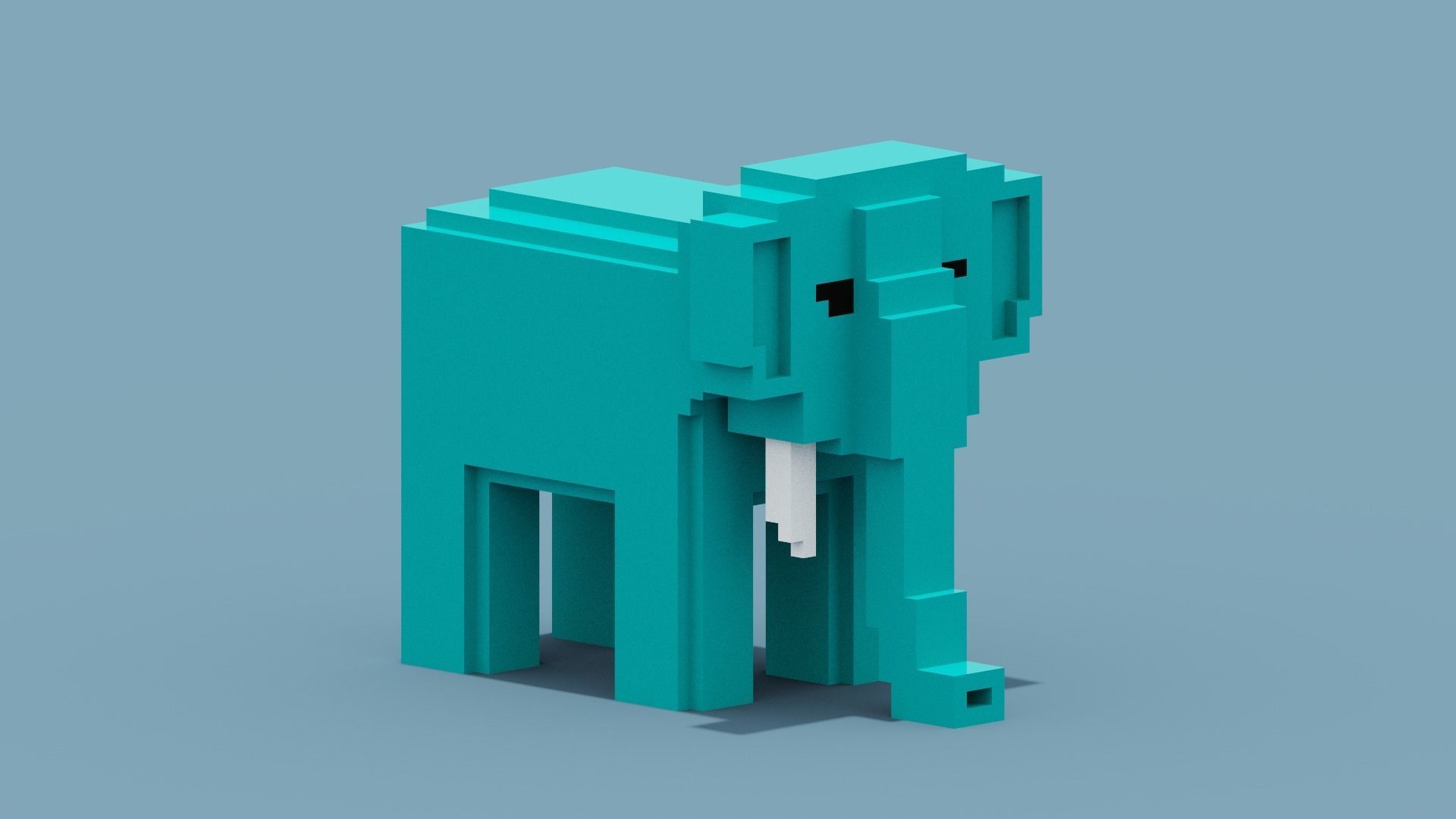 Voxel Elephant Low-poly 3D model_9
