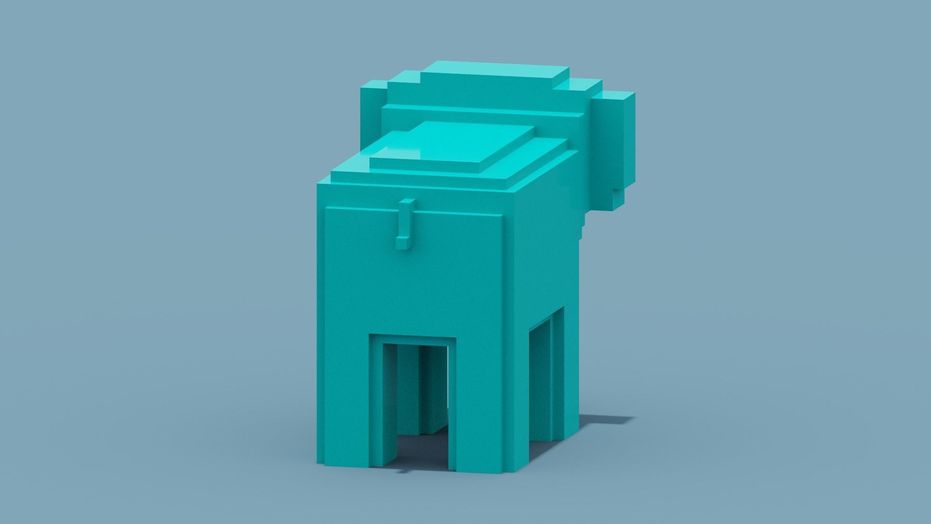 Voxel Elephant Low-poly 3D model_5