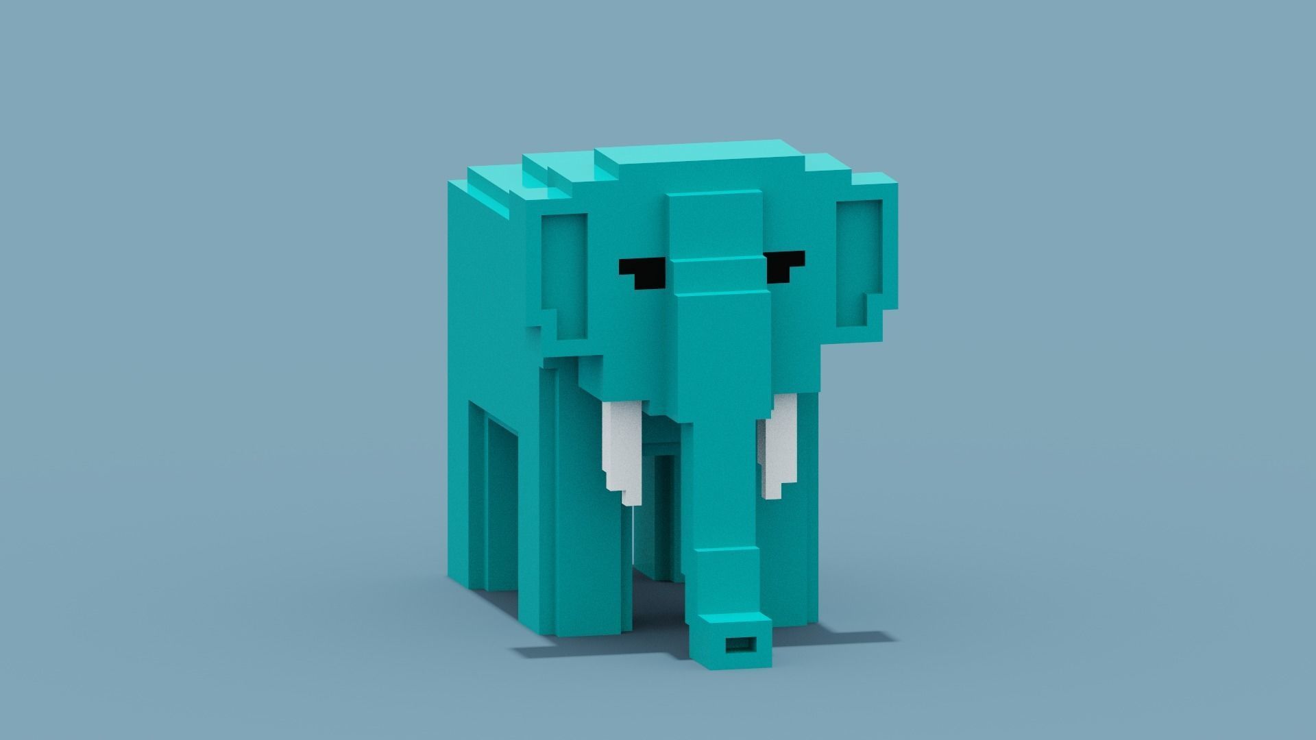 Voxel Elephant Low-poly 3D model_10