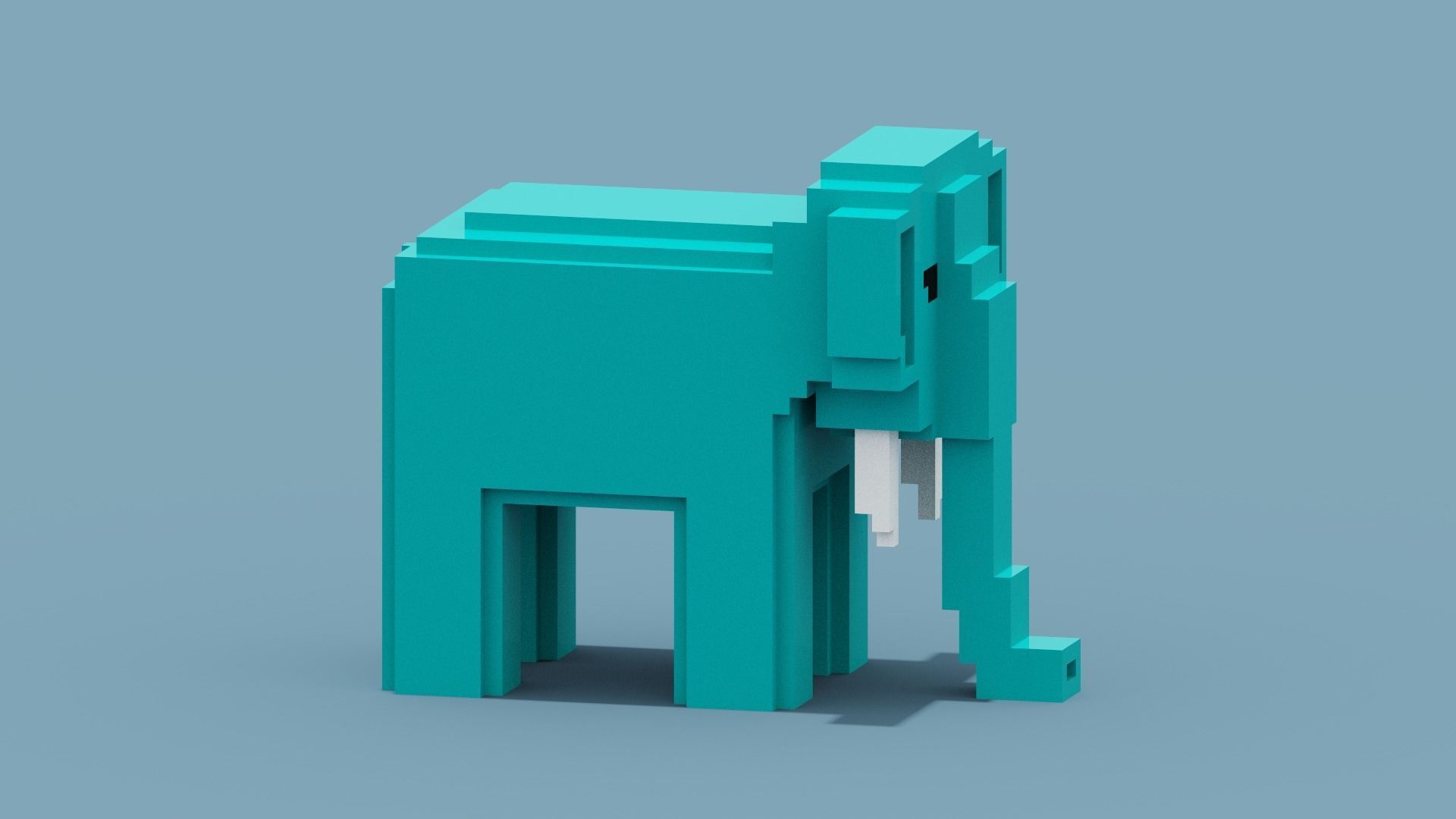 Voxel Elephant Low-poly 3D model_8