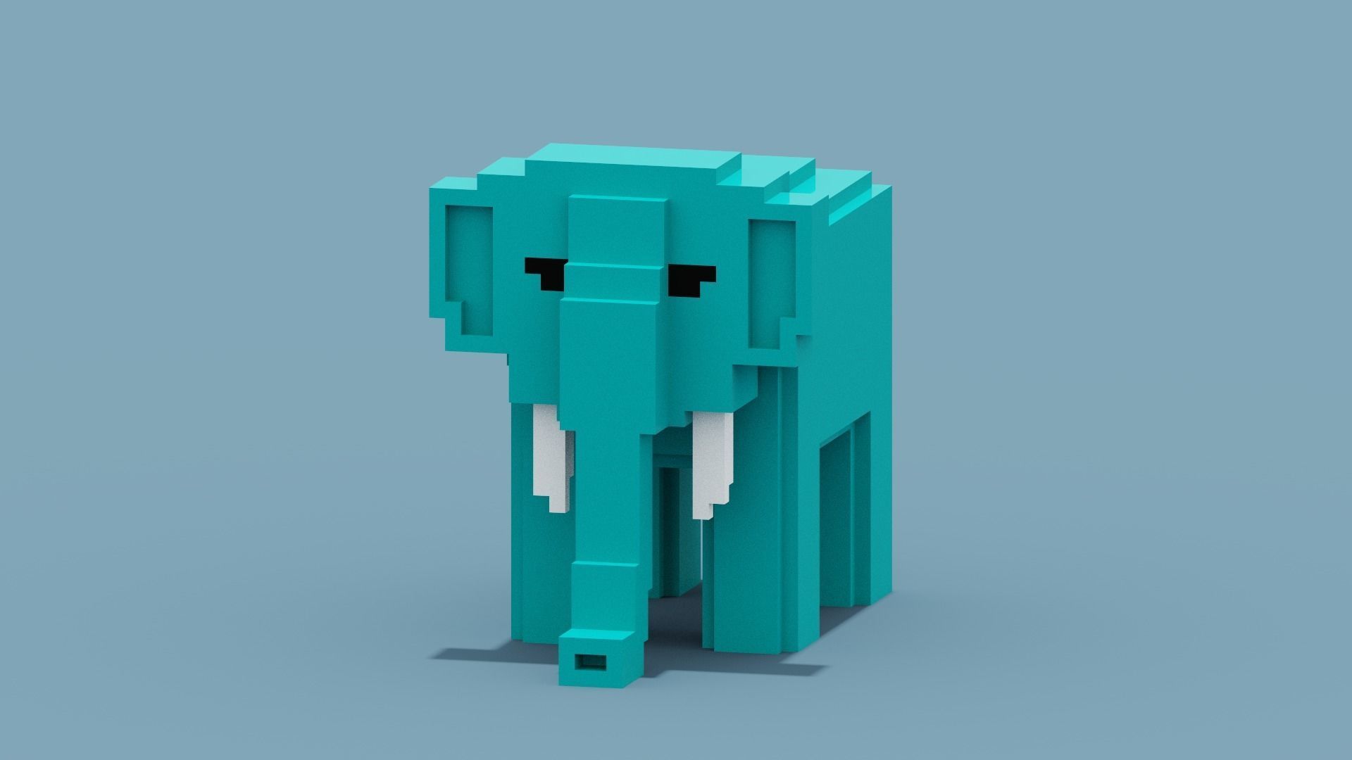 Voxel Elephant Low-poly 3D model_11