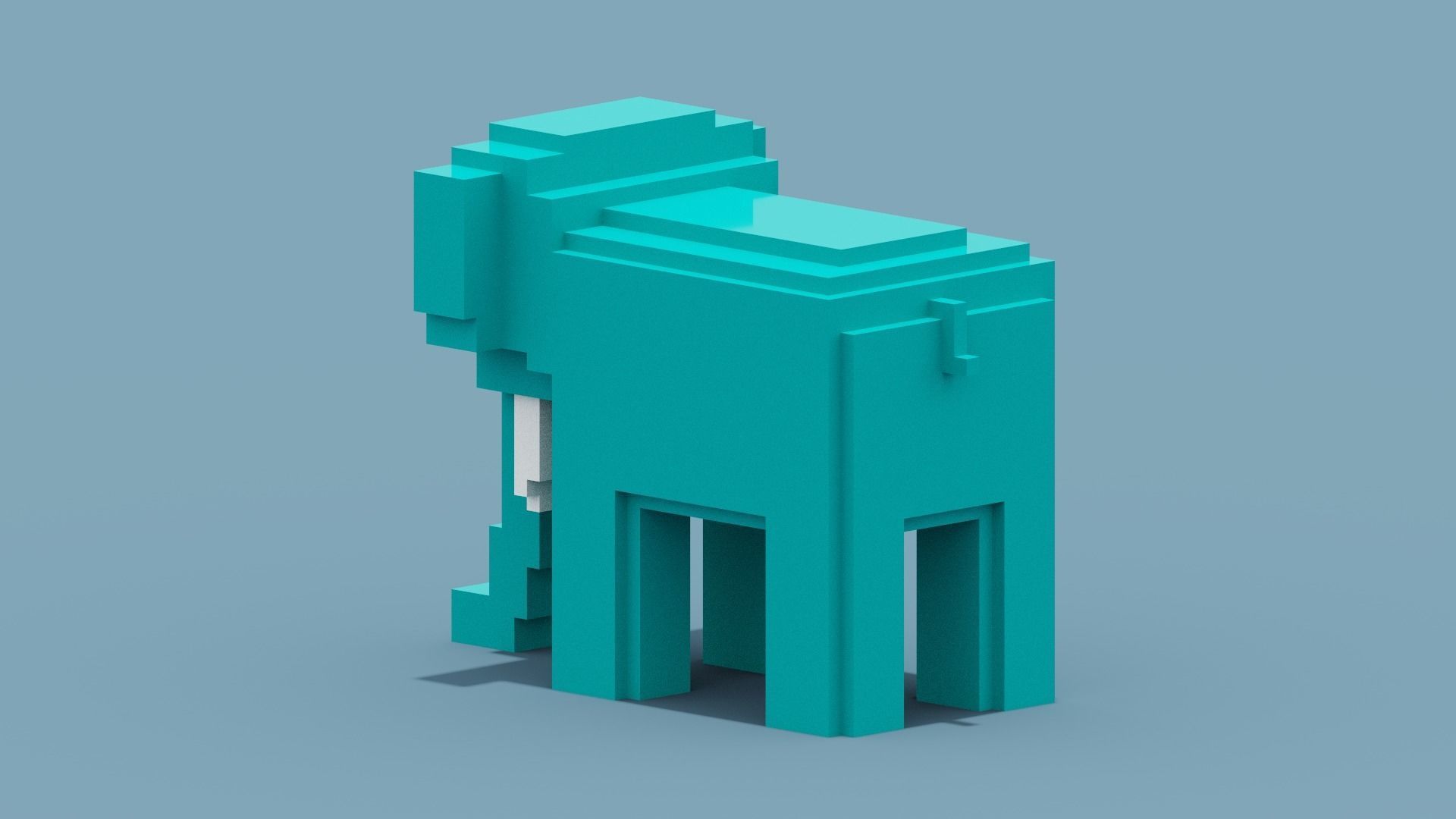 Voxel Elephant Low-poly 3D model_3