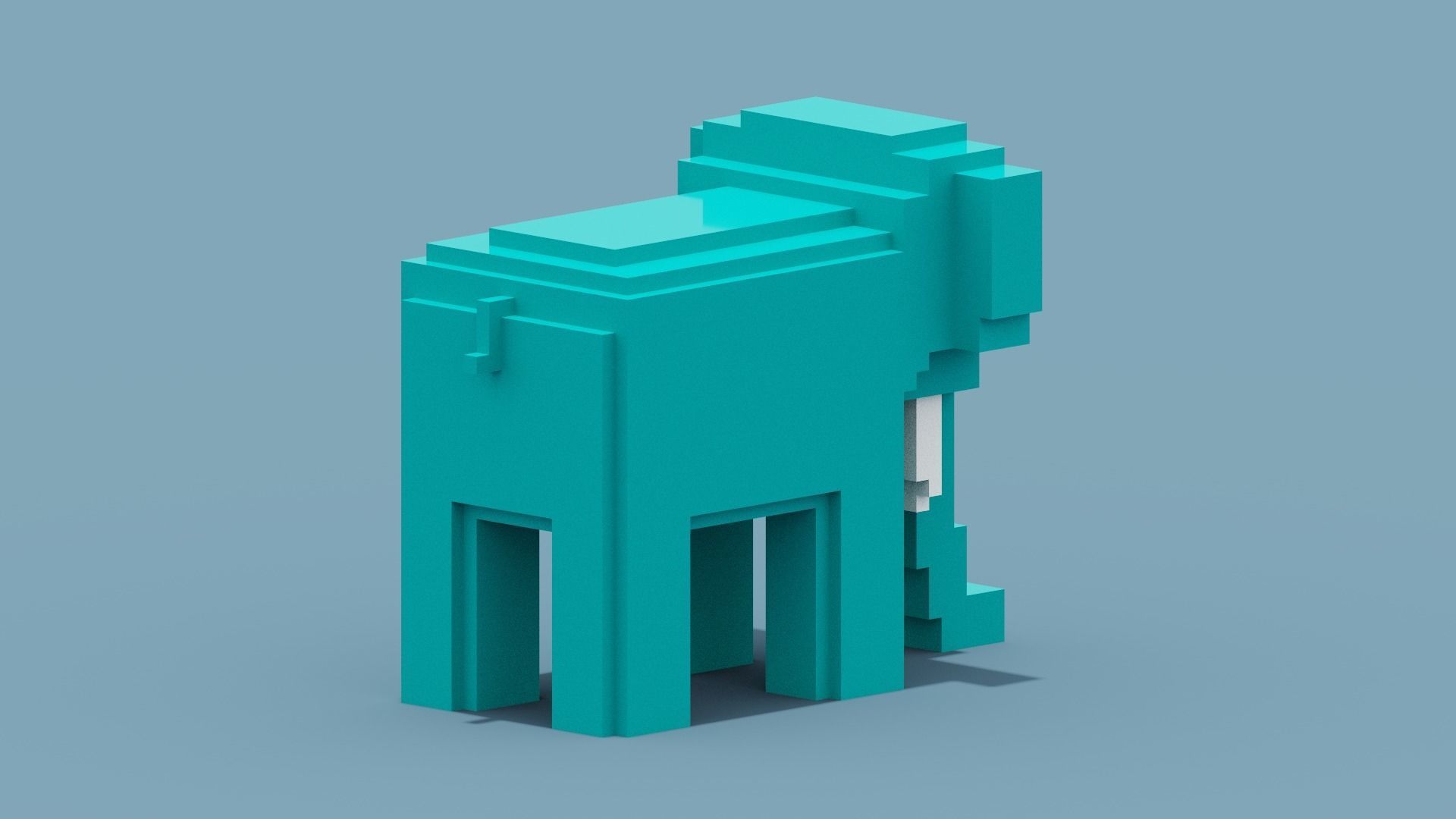 Voxel Elephant Low-poly 3D model_6