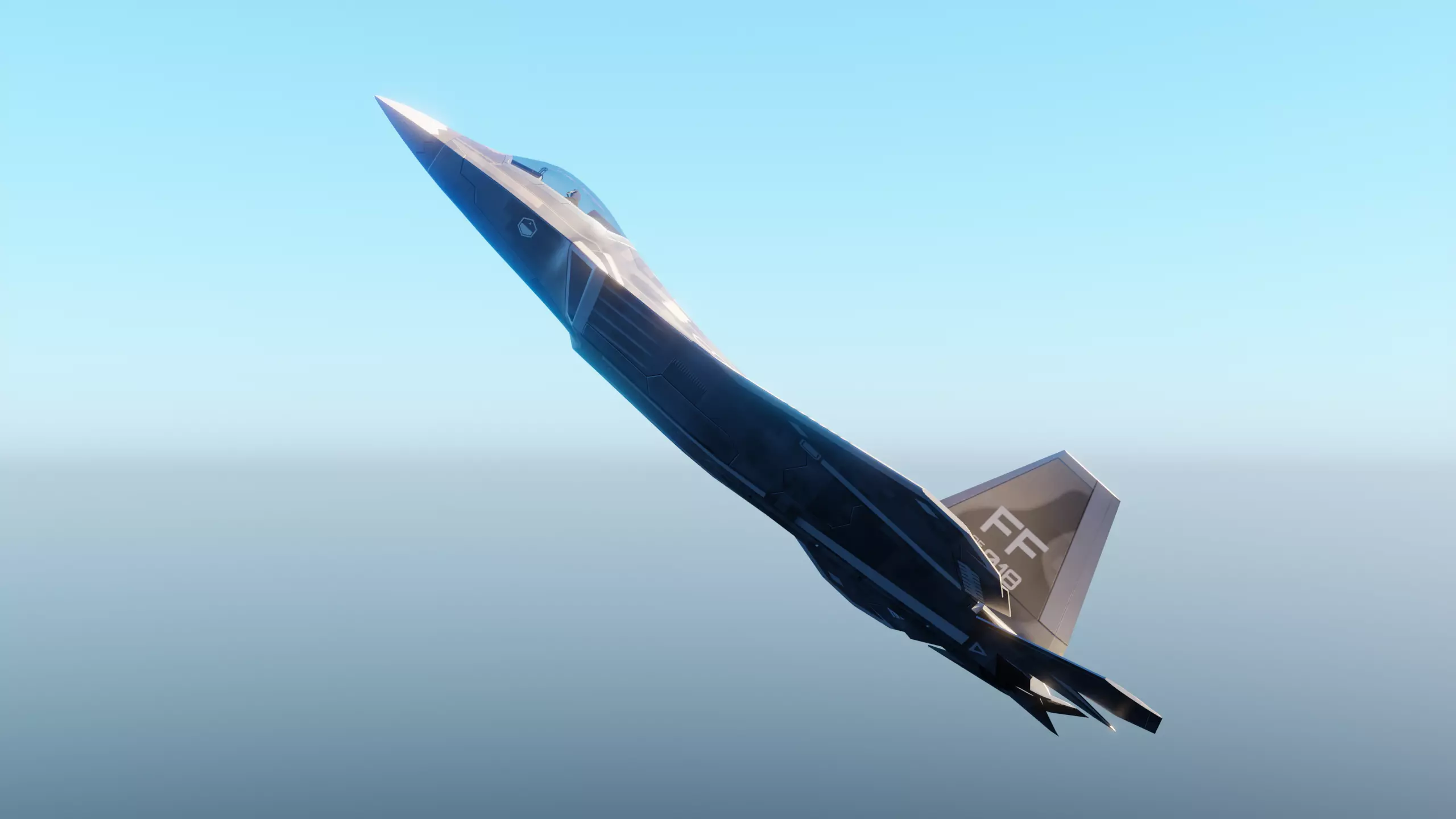American Fighter Jet F-22 Raptor PBR Low-Poly Game Ready Low-poly 3D model_0