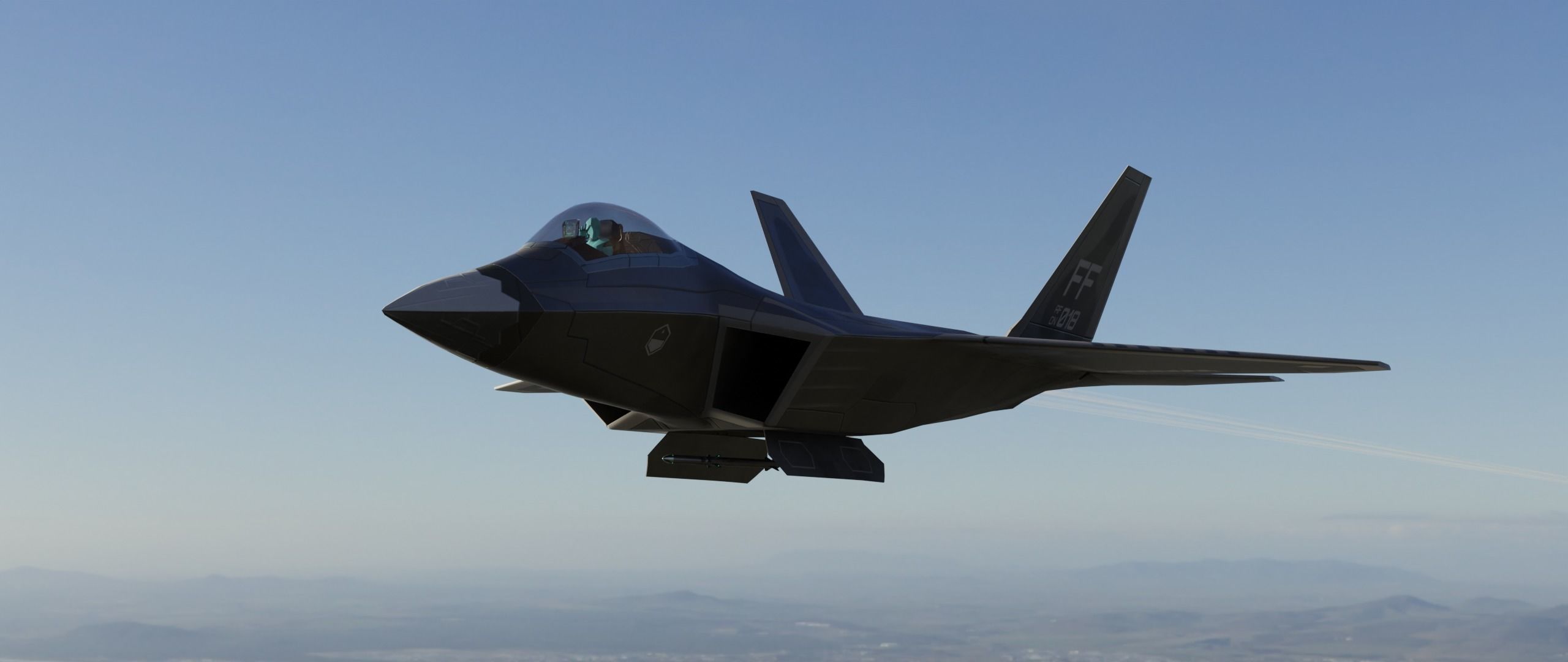 American Fighter Jet F-22 Raptor PBR Low-Poly Game Ready Low-poly 3D model_14