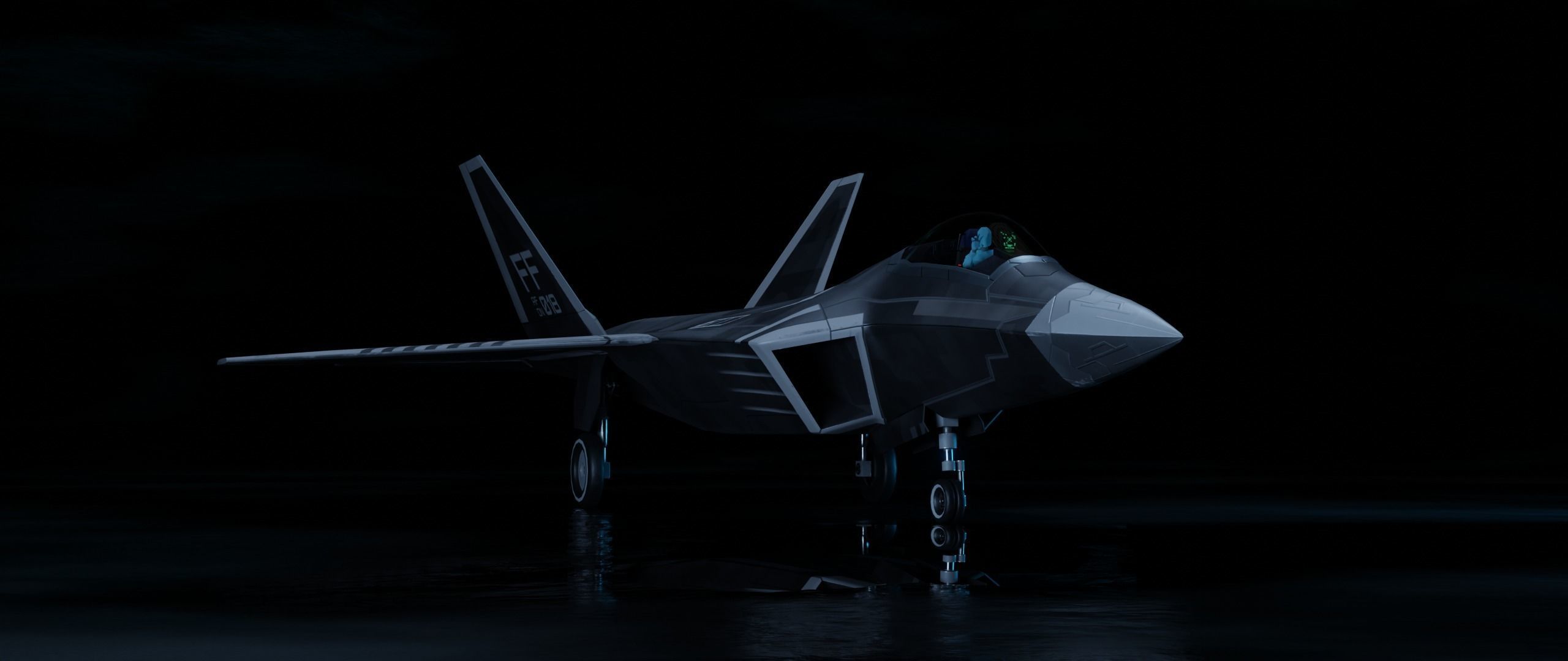 American Fighter Jet F-22 Raptor PBR Low-Poly Game Ready Low-poly 3D model_11