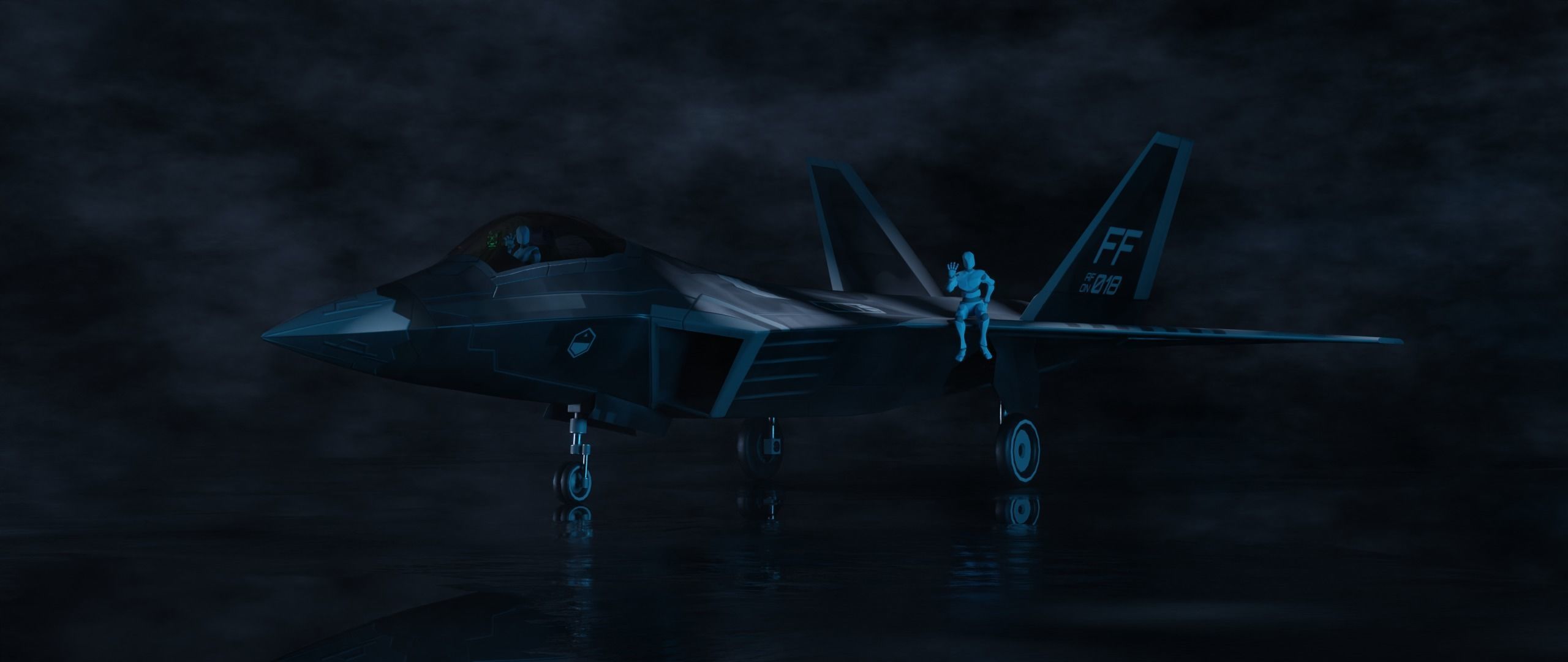 American Fighter Jet F-22 Raptor PBR Low-Poly Game Ready Low-poly 3D model_10