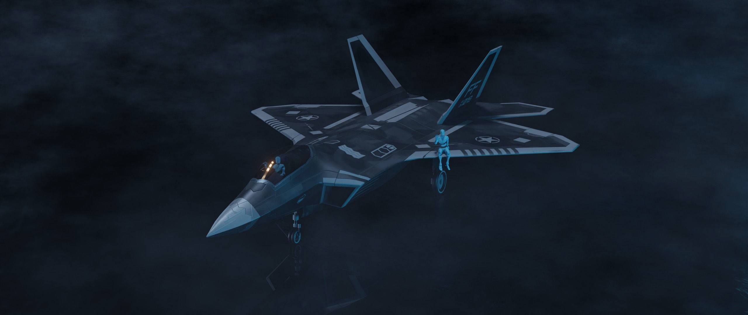 American Fighter Jet F-22 Raptor PBR Low-Poly Game Ready Low-poly 3D model_8