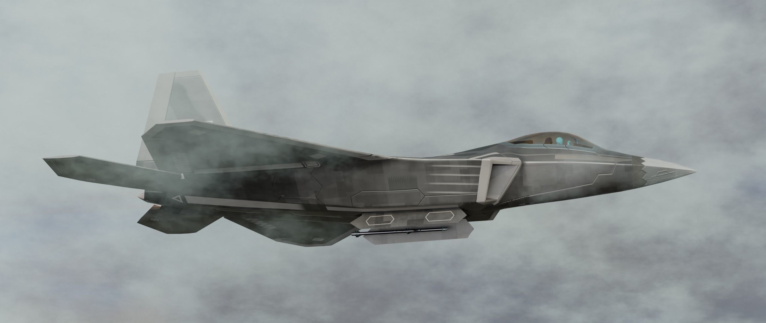 American Fighter Jet F-22 Raptor PBR Low-Poly Game Ready Low-poly 3D model_7