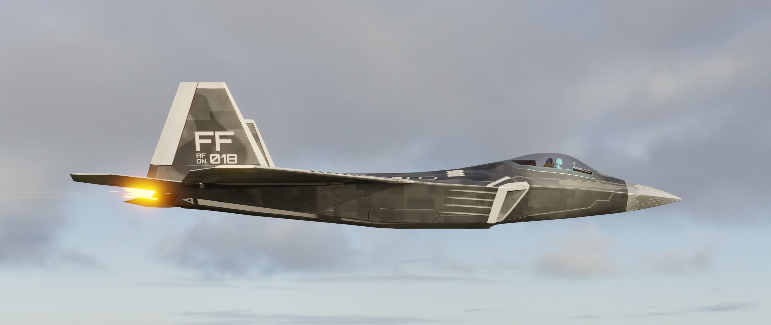 American Fighter Jet F-22 Raptor PBR Low-Poly Game Ready Low-poly 3D model_13