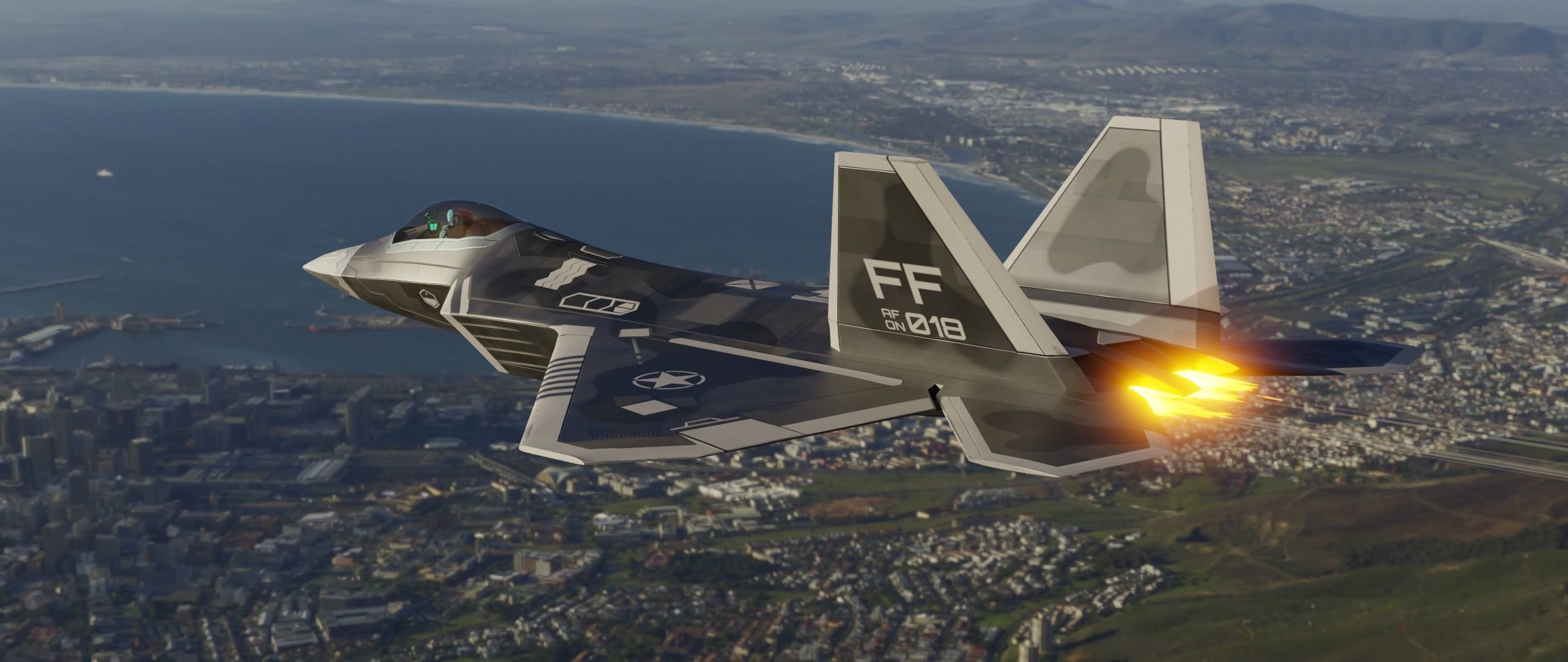 American Fighter Jet F-22 Raptor PBR Low-Poly Game Ready Low-poly 3D model_5