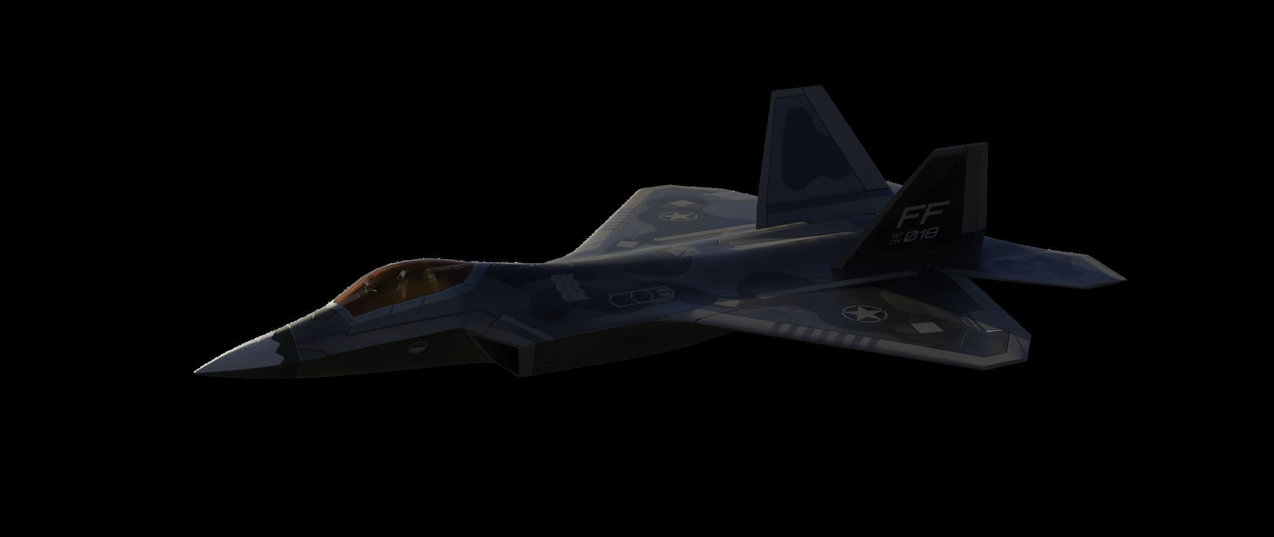 American Fighter Jet F-22 Raptor PBR Low-Poly Game Ready Low-poly 3D model_3