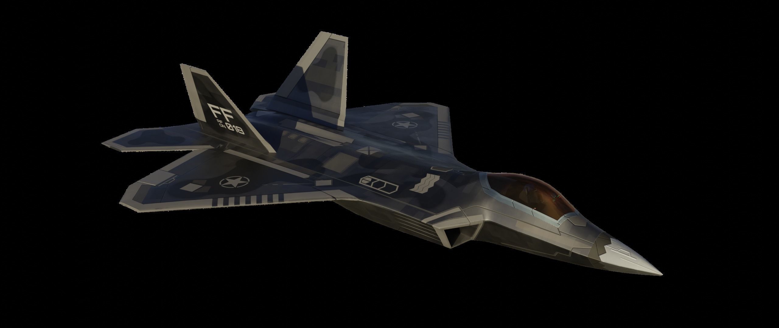 American Fighter Jet F-22 Raptor PBR Low-Poly Game Ready Low-poly 3D model_1