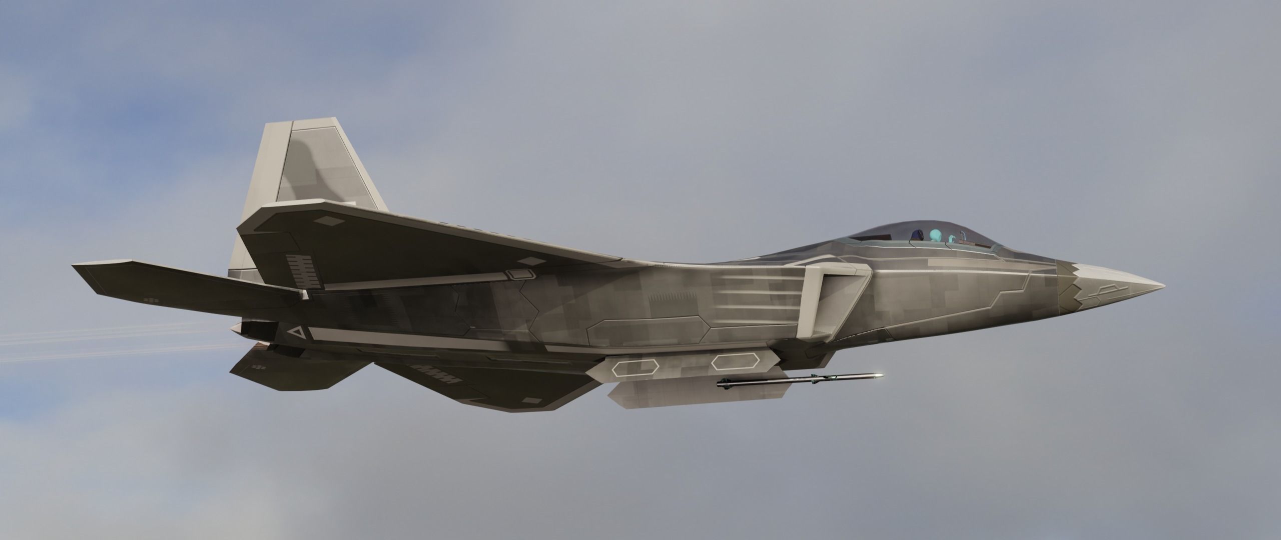 American Fighter Jet F-22 Raptor PBR Low-Poly Game Ready Low-poly 3D model_6