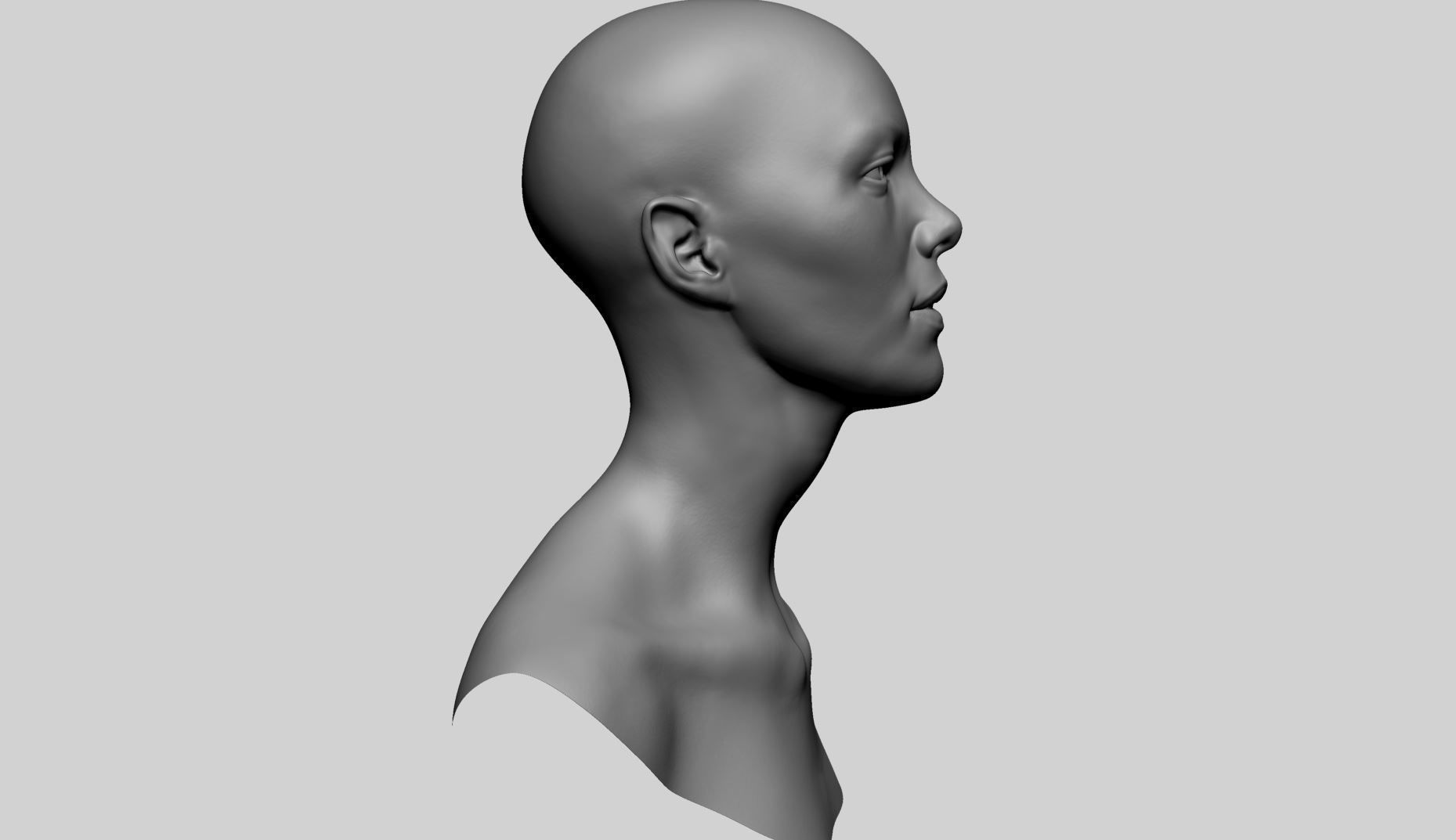 Fantasy Female Head H 3D model_1