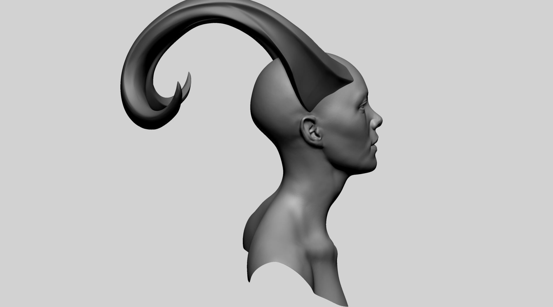 Fantasy Female Head H 3D model_3
