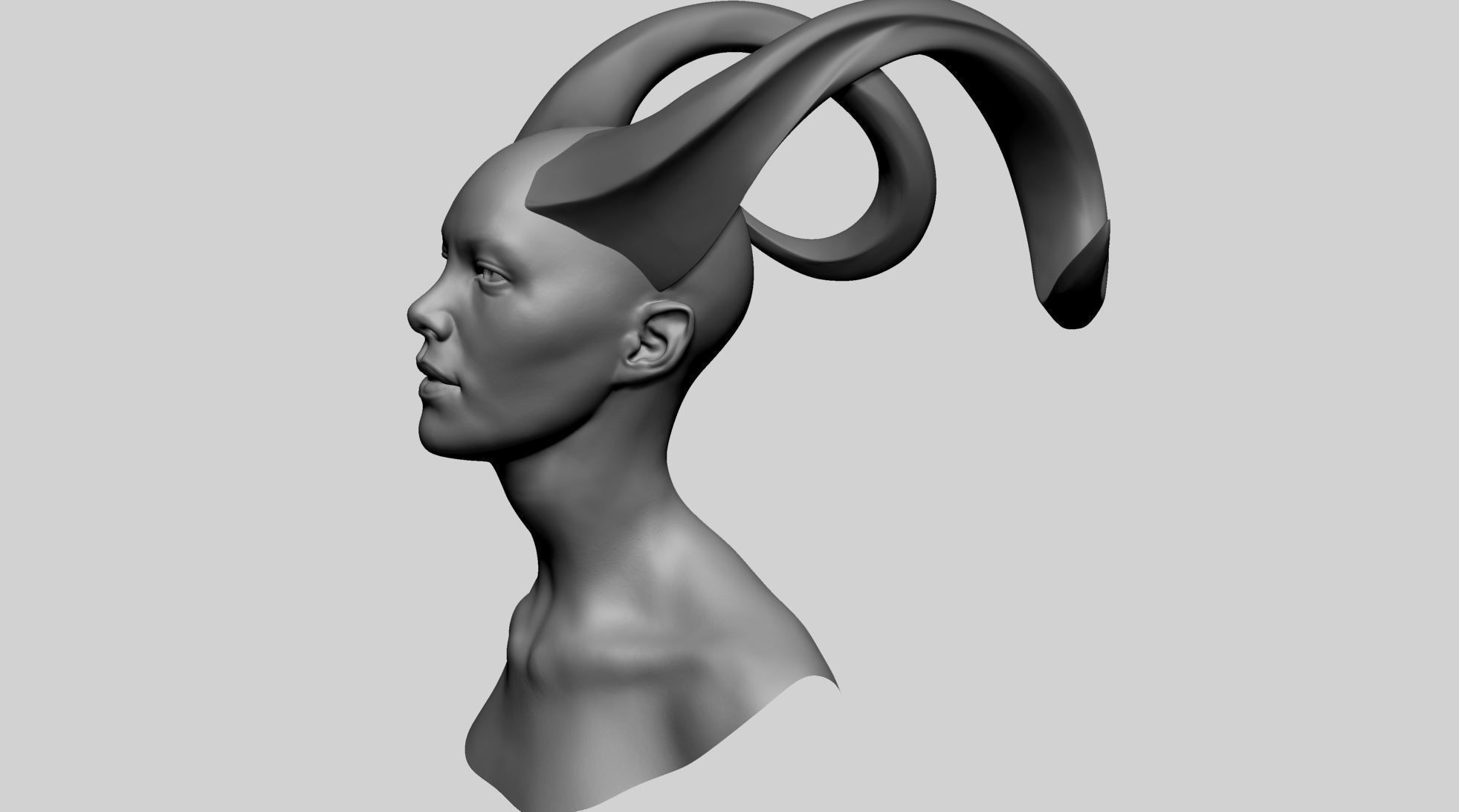 Fantasy Female Head H 3D model_6