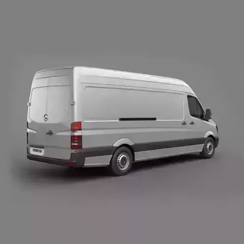 White Mercedes Moving Van 3D model