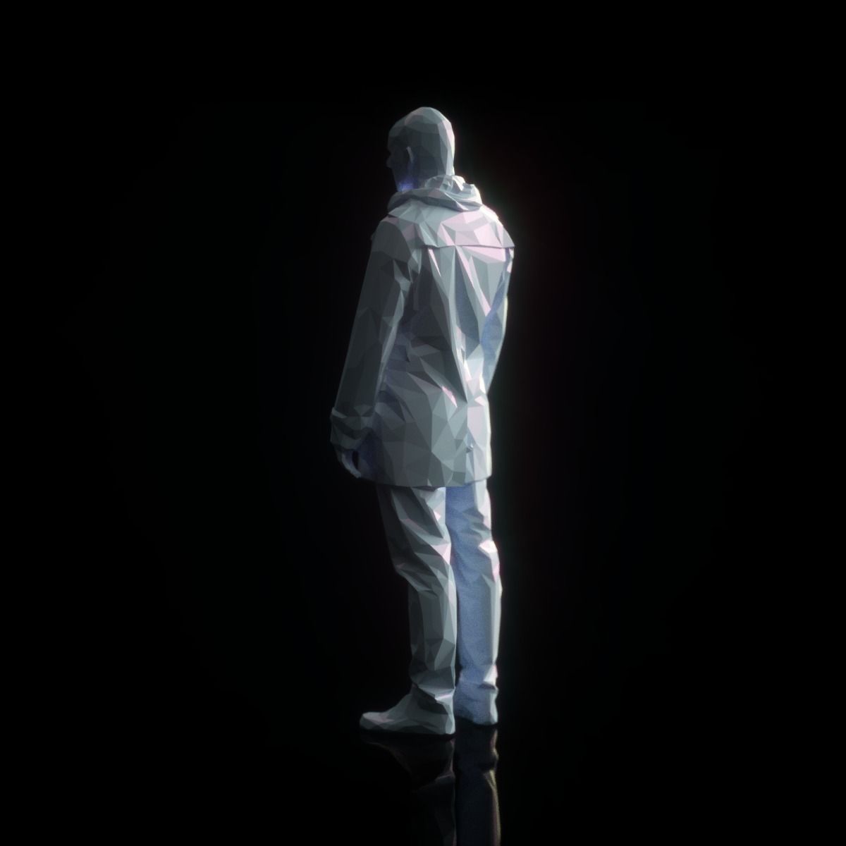 Resting Male in Coat Low Poly Low-poly 3D model_2