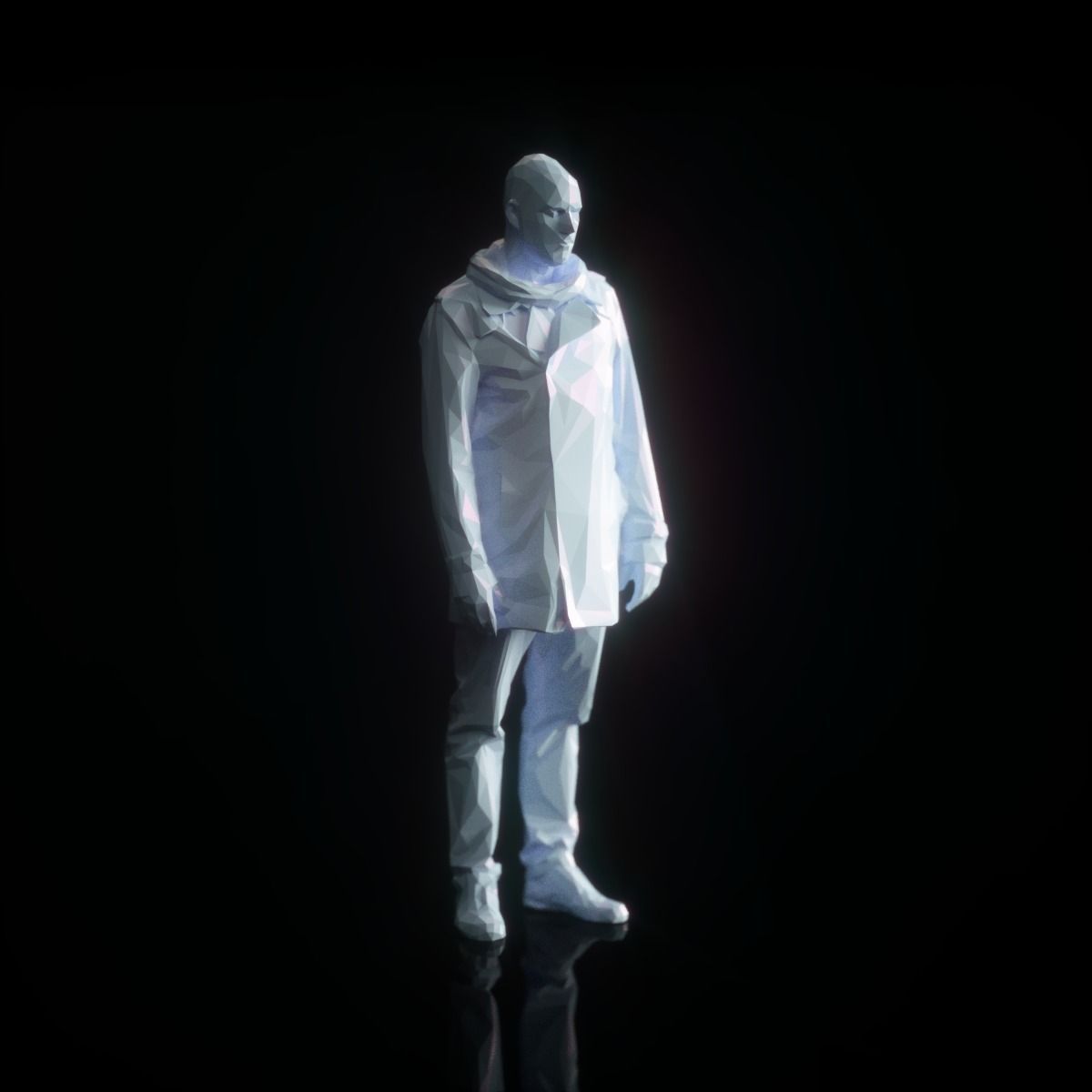 Resting Male in Coat Low Poly Low-poly 3D model_1