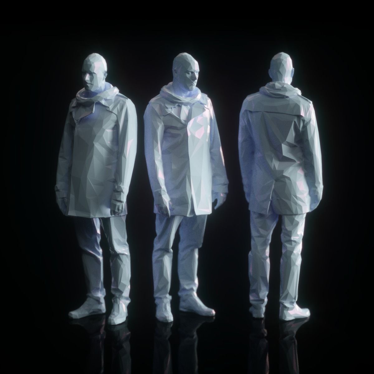 Resting Male in Coat Low Poly Low-poly 3D model_0