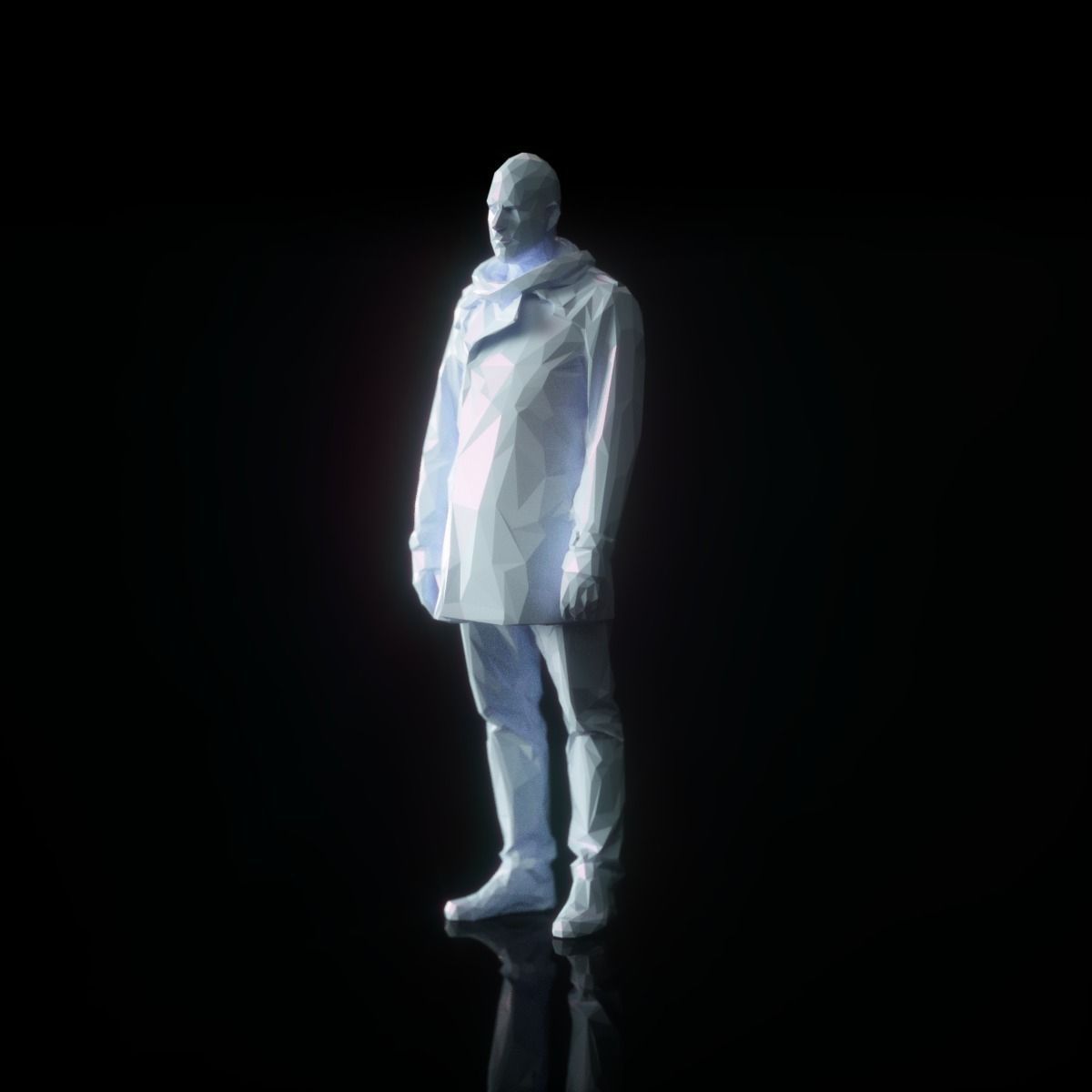 Resting Male in Coat Low Poly Low-poly 3D model_3