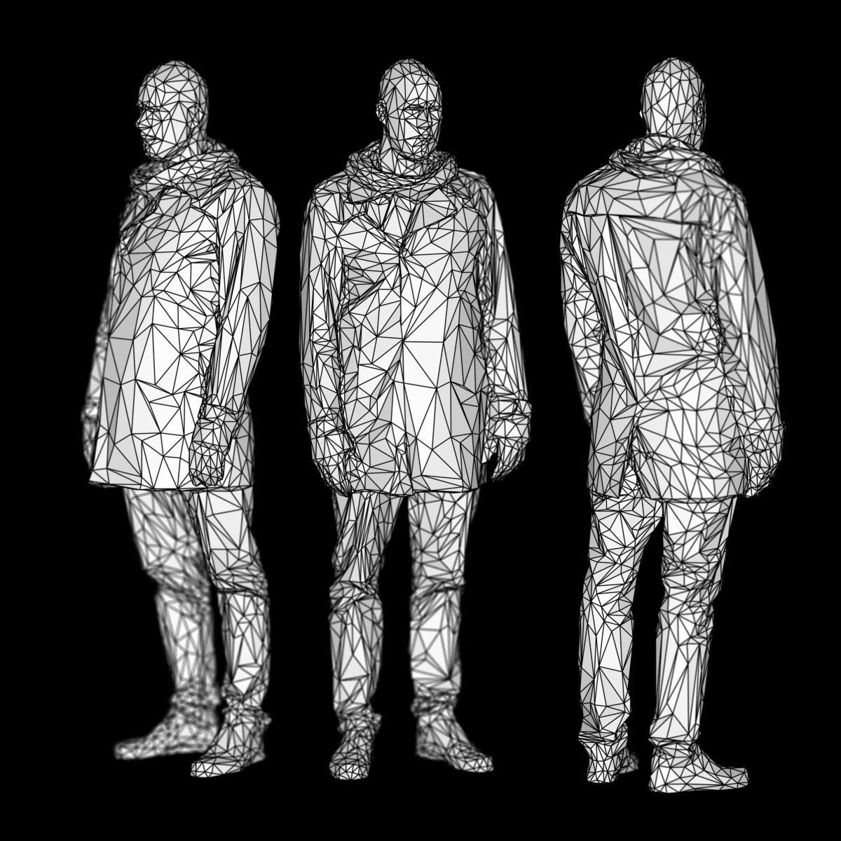 Resting Male in Coat Low Poly Low-poly 3D model_4