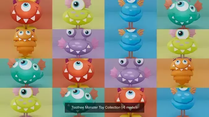 Toothee Monster Toys 3D Model Collection