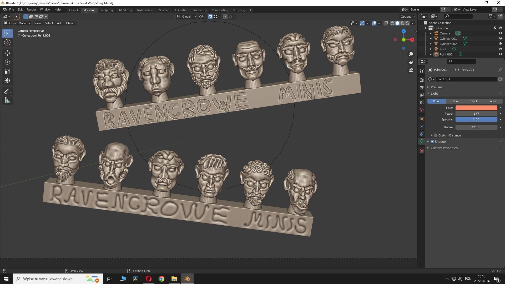 Great War German Infantry Heads 3D print model_1