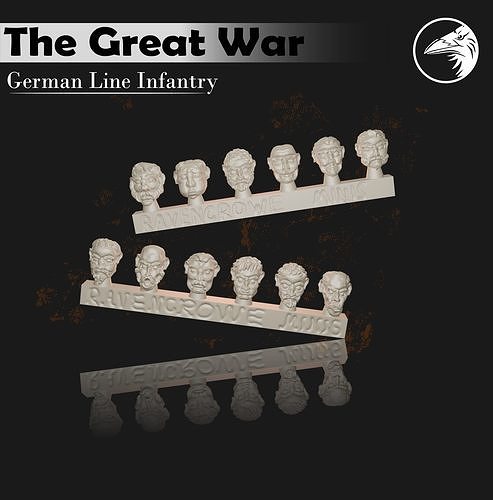 Great War German Infantry Heads 3D print model