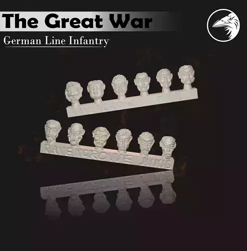 Great War German Infantry Heads 3D print model