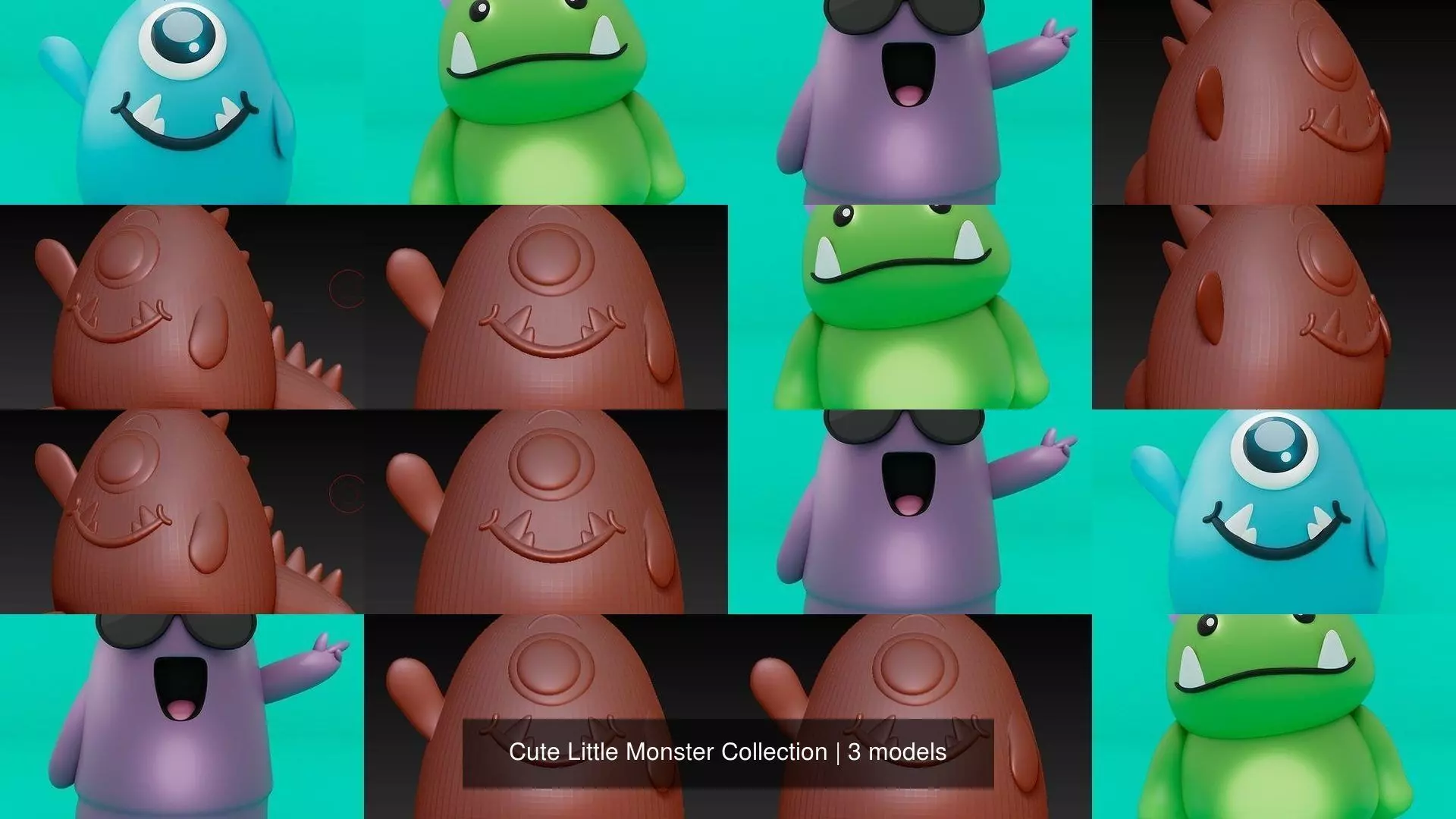 Cute Little Monster  3D Model Collection_0