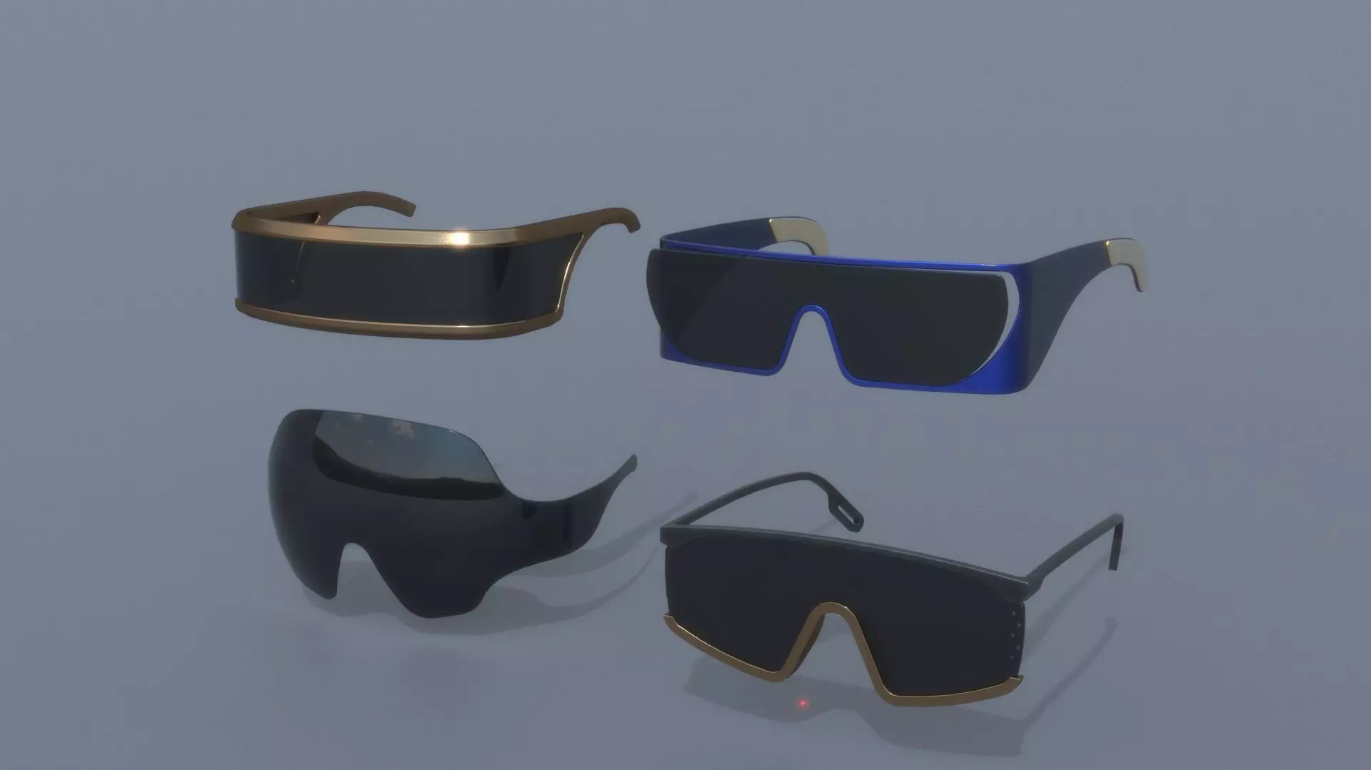 Fashion Sci fi glasses pack x4 3D Model Collection_0