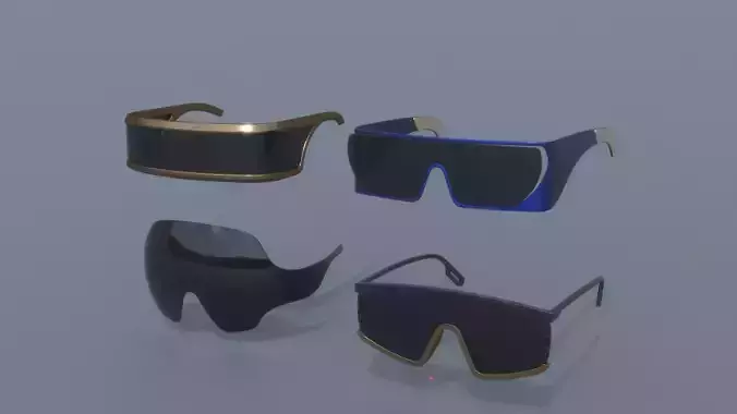 Fashion Sci fi glasses pack x4  3D Model Collection