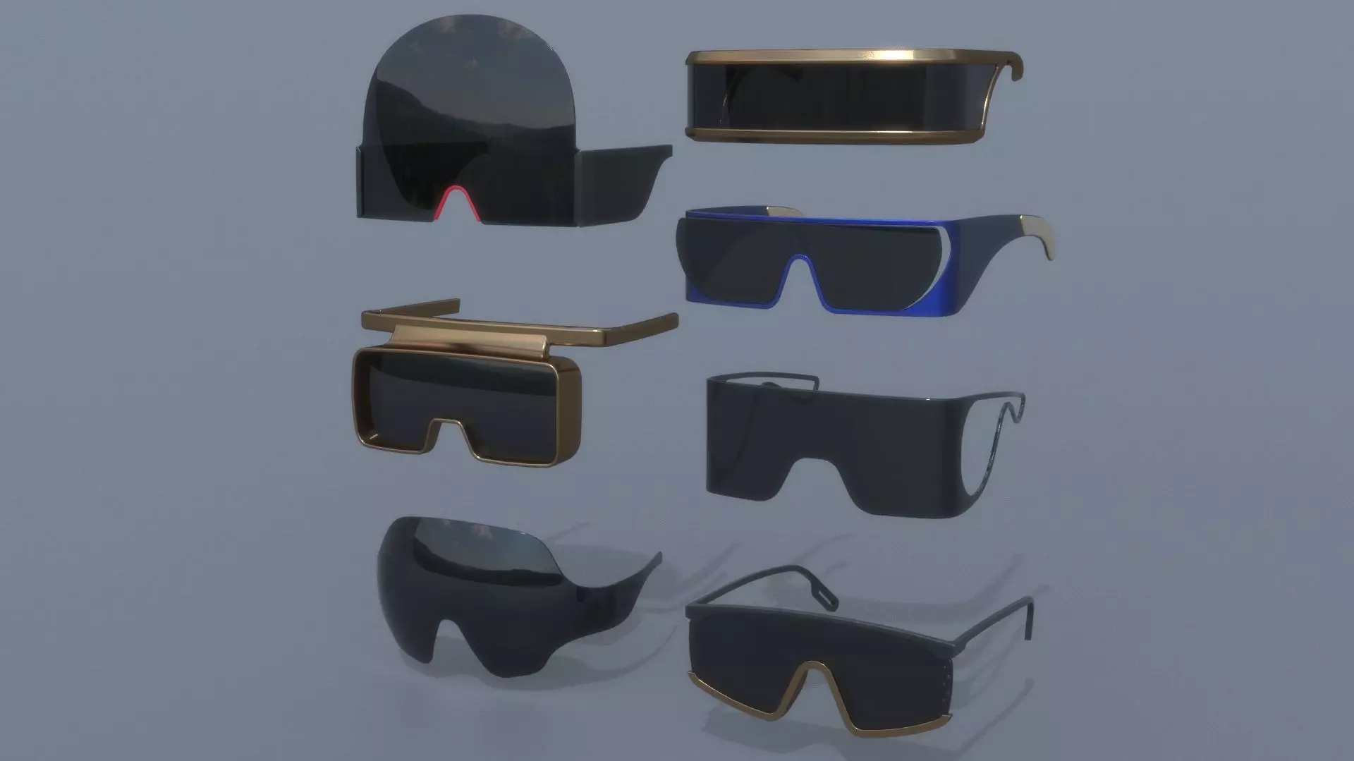 Fashion Sci fi glasses pack x7 3D Model Collection_0