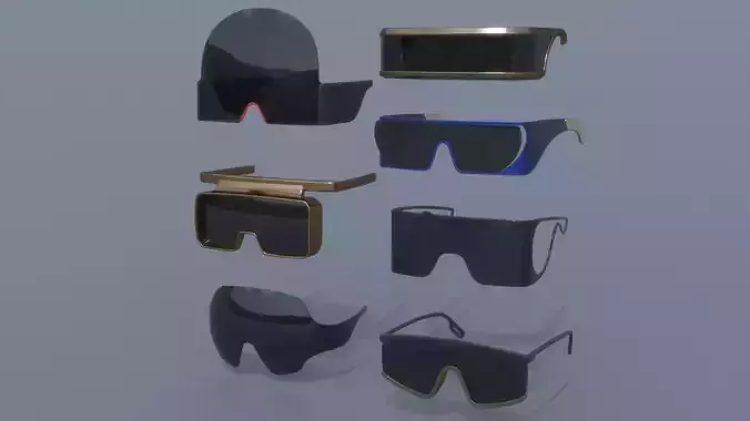 Fashion Sci fi glasses pack x7 3D Model Collection