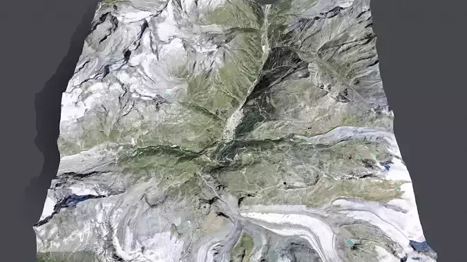 Mountain landscape and city  Zermatt Switzerland 3D model